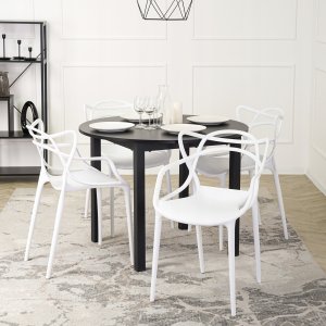 Zestaw 4x Krzesło Ażurowe Plastikowe Do Salonu Jadalni Kuchni Białe CELTIC 2