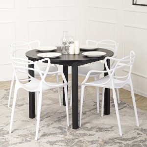 Zestaw 4x Krzesło Ażurowe Plastikowe Do Salonu Jadalni Kuchni Białe CELTIC 3