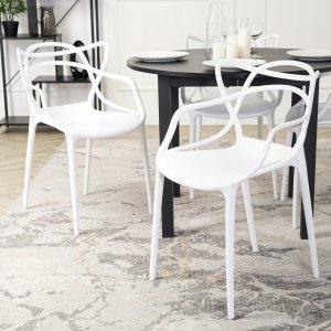 Zestaw 4x Krzesło Ażurowe Plastikowe Do Salonu Jadalni Kuchni Białe CELTIC 4