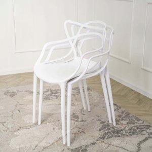 Zestaw 4x Krzesło Ażurowe Plastikowe Do Salonu Jadalni Kuchni Białe CELTIC 7