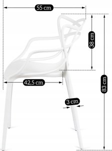 Zestaw 4x Krzesło Ażurowe Plastikowe Do Salonu Jadalni Kuchni Białe CELTIC 9