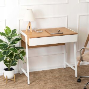 Biurko Małe Z Szufladami Loft Dla Dziecka Młodzieżowe Wąskie Dąb Białe MORI 4