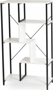 Regał Biurowy Otwarty Na Książki Na Zabawki Do Pokoju Loft Biały Czarny TIM 7