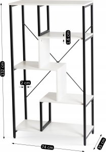 Regał Biurowy Otwarty Na Książki Na Zabawki Do Pokoju Loft Biały Czarny TIM 10