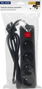 98-766# $przedłużacz sieciowy pr-470wsp 4-gniazda z uziemieniem+wyłącznik 1,5m czarny 3x1,5mm 2
