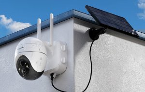 ieGeek Bezprzewodowa kamera zewnętrzna WiFi 5MP Biała z panelem solarnym 9