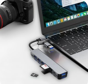 HUB ADAPTER UNIWERSALNY ROZDZIELACZ USB-C 8w1 CZYTNIK SD USB 3.0 AUDIO EUROLOOK HUB-01C 3