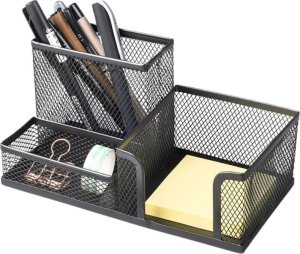 Pojemnik Organizer Na Przybory Biurowe Metalowy Czarny 4