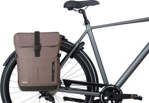 Sakwy BASIL MOVE DOUBLE BICYCLE BAG, UNIVERSAL BRIDGE, 30L, Wodoodporna, Brown (NEW 2025) 6