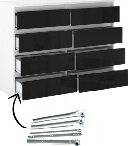 Duża Komoda Biała z Szufladami Czarny Połysk 120 CM Szafka Z Szufladami Rtv 4