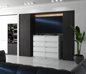 Komoda Biała z 8 Szufladami 120 CM Szafka Rtv Meble Do Salonu Sypialni Loft 3