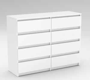 Komoda Biała z 8 Szufladami 120 CM Szafka Rtv Meble Do Salonu Sypialni Loft 4