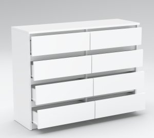 Komoda Biała z 8 Szufladami 120 CM Szafka Rtv Meble Do Salonu Sypialni Loft 5