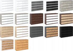 Duża Komoda Czarna z 8 Szufladami 120 CM Pojemna Szafka Rtv Meble Do Salonu 12