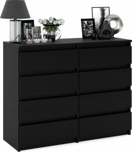 Duża Komoda Czarna z 8 Szufladami 120 CM Pojemna Szafka Rtv Meble Do Salonu 6