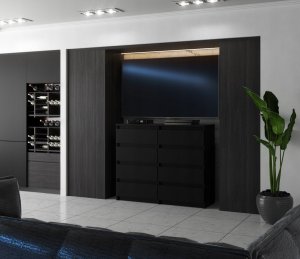 Duża Komoda Czarna z 8 Szufladami 120 CM Pojemna Szafka Rtv Meble Do Salonu 7