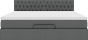 Rama łóżka otomana z materacem, szara, 160x200 cm, tkanina 5