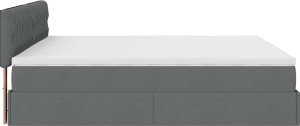 Rama łóżka otomana z materacem, szara, 160x200 cm, tkanina 8