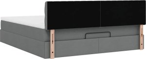Rama łóżka otomana z materacem, szara, 160x200 cm, tkanina 9