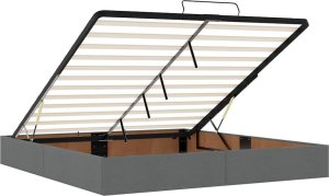 Rama łóżka otomana z materacem, szara, 160x200 cm, tkanina 10