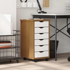 Szafka na kółkach MOSS, z szufladami, miodowy brąz, sosna 2