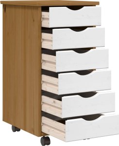 Szafka na kółkach MOSS, z szufladami, miodowy brąz, sosna 6