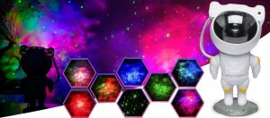 Hello Case Lampka Nocna LED Projektor Gwiazd Galaktyk Kosmos Astronauta Stojący Pilot 3