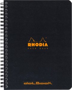 Rhodia kollegiehæfte - spiral indbundet A5 dotted papir - sort omslag - 80gram - 160 sider/80 ark (Rhodia nr. 193439C) 1