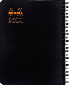 Rhodia kollegiehæfte - spiral indbundet A5 dotted papir - sort omslag - 80gram - 160 sider/80 ark (Rhodia nr. 193439C) 3