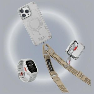 Skinarma etui Mecha iPhone 16 Pro 6.3"    Magnetic Charging jasno szary/ light grey 6