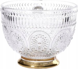 Homla Glass cup BARREL with patterns and a golden base, 360 ml 3