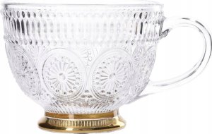 Homla Glass cup BARREL with patterns and a golden base, 360 ml 5