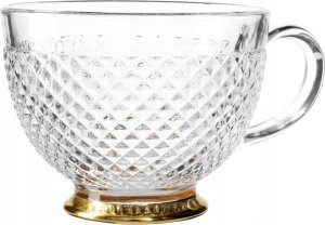 Homla Glass cup BARREL with patterns and a golden base, 360 ml 10