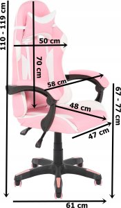 GAMING CHAIR OTE 58X61X119CM. WHITE/PINK 14