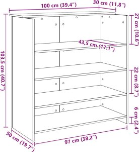vidaXL Biurko recepcyjne czarny dąb 100x50x103,5 cm drewno klejone (3324161) 10