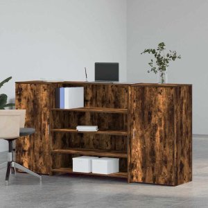 vidaXL Biurko recepcyjne dąb wędzony 200x50x103,5 cm Drewno klejone (3324182) 3