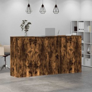vidaXL Biurko recepcyjne dąb wędzony 200x50x103,5 cm Drewno klejone (3324182) 4