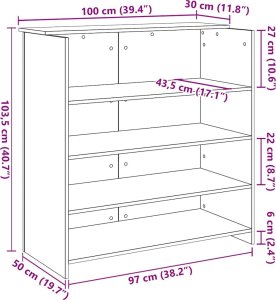 vidaXL Biurko recepcyjne dąb wędzony 100x50x103,5 cm Drewno klejone (3324164) 10