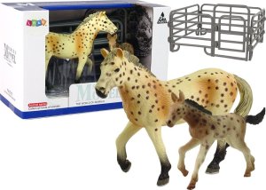 Zestaw 2 Figurek Konie Zagroda Koń Źrebak Rasa Knabstrupper LEAN Toys 1