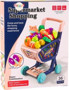 LeanToys Wózek Sklepowy Dla Dzieci Warzywa Do Krojenia Granatowy LEAN Toys 3