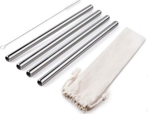 Grube rurki SŁOMKI METALOWE RURKI DO PICIA EKO 4 szt XXL 1