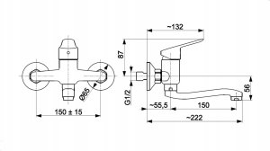 Bateria umywalkowa KFA 5410-810-81 / / SPARC / BATERIA UMYWALKOWA ŚCIENNA , CZARNA / 2