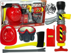 Zestaw Straż Pożarna Gaśnica Na Wodę Maska Kask Czerwony LEAN Toys 1