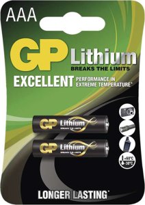 Bateria litowa, AAA (LR03), AAA, 1.5V, GP, blistr, 2-pack 1