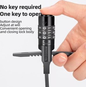 Zapięcie rowerowe na kask rowerowy zamek na szyfr 0.5m - czarne 10