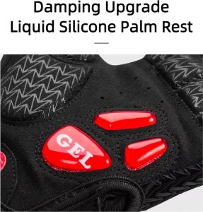 Rękawiczki rowerowe z wkładkami żelowymi rozmiar XL czarno-czerwone 11