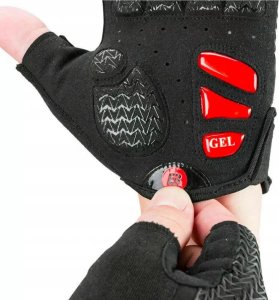 Rękawiczki rowerowe z wkładkami żelowymi rozmiar XL czarno-czerwone 15