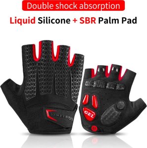 Rękawiczki rowerowe z wkładkami żelowymi rozmiar XL czarno-czerwone 6