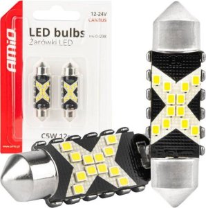Żarówki LED CANBUS Festoon C5W 12SMD 2016 41mm White 12V 24V AMIO-04238 1
