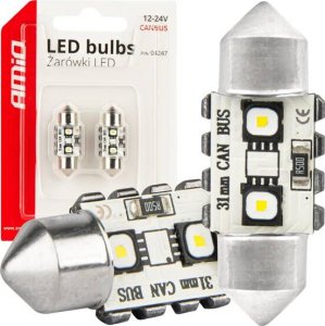 Żarówki LED CANBUS Festoon C5W 2SMD 3838 31mm White 12V 24V AMIO-04247 1
